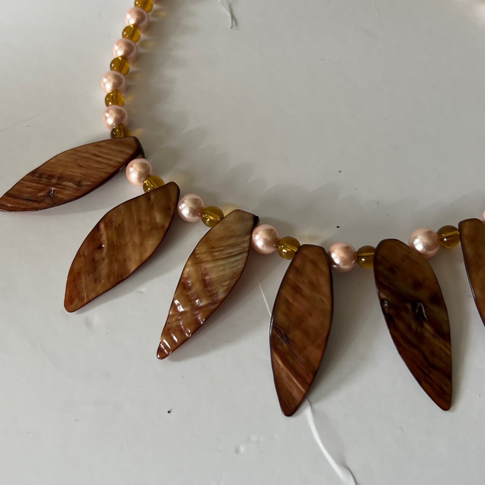 Handcrafted Brown Shell Statement Necklace - Wome… - image 5